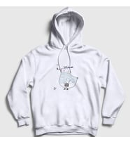 Presmono Unisex Beyaz Captain Seagull Martı Kapüşonlu Sweatshirt 290347tt