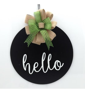 Lora Davet Ahşap Kapı süsü Hello (1 Adet) Siyah - 54215