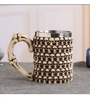 Gotik Kafatası Reçine Paslanmaz Çelik Bira Kupası 380ml