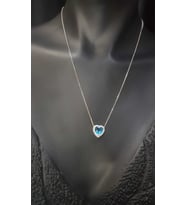 Swarovski Aqua Taşlı Pandora’s Model Kalp Detay 925 Gümüş • Sevgiliye • Eşe • Arkadaşa Hediye Kolye