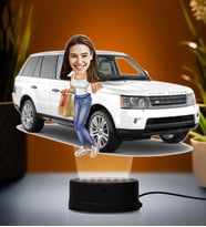 Doğum Günü Hediyesi,Sevgiliye Hediye, Kişiye Özel Fotoğraflı Range Rover Kadın Tasarım Karikatür 3D Led Lamba (Beyaz)