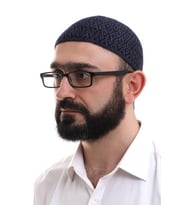 Baba Günü Hediyesi - Lacivert Orlon Kışlık Namaz Takkesi Baklava Desenli Takke