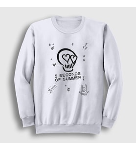 Presmono Unisex Beyaz Skull 5 Seconds Of Summer Sweatshirt 79172tt (Beyaz)