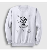 Presmono Unisex Beyaz Skull 5 Seconds Of Summer Sweatshirt 79172tt (Beyaz)