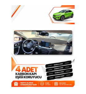 KİA X-CEED (2020-2025) Uyumlu Ön Torpido Koruma Kılıfı Halısı - Siyah Bej