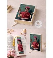 Kitap Kılıfı ve Metal Kitap Ayracı Seti (Frida Kahlo Kelebekler)