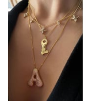 Kişiye Özel Kalp Harf Charmlı Anahtar Kolye 925K Gümüş (Gold)