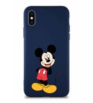 Apple iPhone X Soft Premier Kapak Mickey Mouse-B Tasarımlı Silikon Kılıf - Lacivert (Şeffaf)