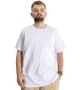 Mode XL Büyük Beden Erkek T-Shirt Bis Yaka Fragmented 23133 Beyaz
