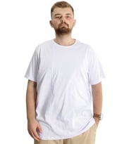 Mode XL Büyük Beden Erkek T-Shirt Bis Yaka Fragmented 23133 Beyaz