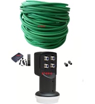 METRE DIŞ ORTAM UYDU ANTEN KABLOSU+ 4LÜ LNB+ HD UYDU CİHAZI+ 4 F KONNEKTÖR