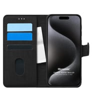 Microsonic Apple iPhone 15 Pro Kılıf Fabric Book Wallet Siyah (Siyah)