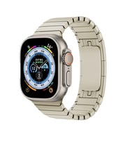 Apple Watch Ultra 49mm Uyumlu Kordon Paslanmaz Çelik Luxury Metal KRD-35 Kayış (Bej)