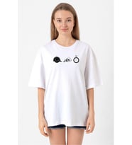 The Walking Dead Glenn Rhee Symbols Beyaz Kadın Oversize Tshirt