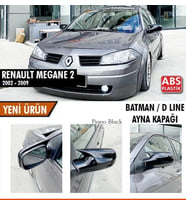 Renault Megane Uyumlu 2 (2002-2009) Batman Yarasa Ayna Kapağı (Piano Black)