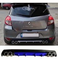 Renault Clio 3 HB Mavi Difüzör Çiftli Yuvarlak Egzoz Görünümlü D Tip Difizör