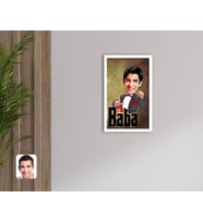 BK Gift Kişiye Özel Godfather Baba Karikatürlü Dekoratif Ahşap Beyaz Çerçeveli Tablo-8