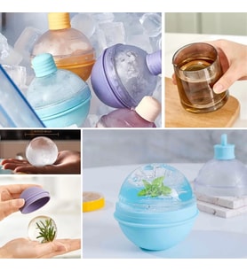 ÜçKol Ticaret Hunili Altı Silikon Kolay Çıkabilen Büyük Boy Küre Buzluk (Mor)