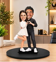 Kişiye Özel Fotoğraflı Kalp Sevgili Çift Biblosu Karikatür Sevgiliye Romantik Hediye
