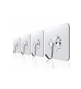 Pratik 4 Adet Güçlü Şeffaf Duvar Askısı Askılığı Yapışkan Kancalı Mutfak Banyo Askısı