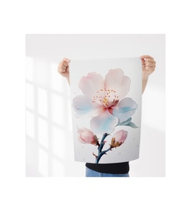 Çerçevesiz Poster Badem Çiçeği Pembe Tomurcuklu