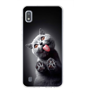 PrintiFy Samsung Galaxy A10 ile Uyumlu 1mm Slim Fit Kedi 2 050c Baskılı Şeffaf  Kılıf