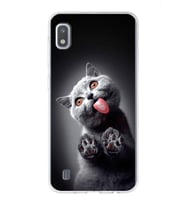 PrintiFy Samsung Galaxy A10 ile Uyumlu 1mm Slim Fit Kedi 2 050c Baskılı Şeffaf  Kılıf