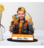 Kişiye Özel Dozer Operatörüne Hediye Karikatürlü Biblo