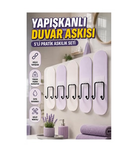 5'li Yapışkanlı Çok Amaçlı Duvar Askısı Seti