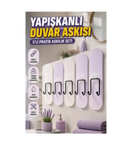 5'li Yapışkanlı Çok Amaçlı Duvar Askısı Seti