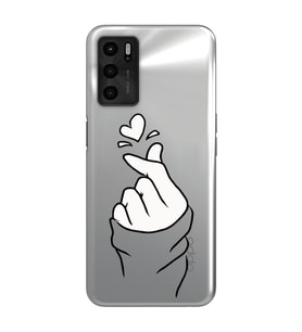 Oppo A55 Uyumlu Kalp Desenli Şeffaf Telefon Kılıfı
