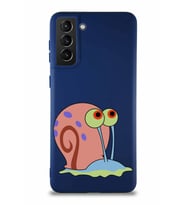 Samsung Galaxy S21 Plus Soft Premier Kapak Salyangoz Gary Tasarımlı Silikon Kılıf - Lacivert (Şeffaf)