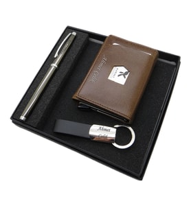 Signator D318 İsme Özel Set - Deri Kartlık + Anahtarlık  + Kalem Seti  İsme Özel Hediyelik Set (Karışık)