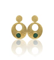 Kadir Jewellery 22 Ayar Altın Kaplama Vintage Küpe -El İşçiliği Ve Hipoalerjenik Küpe (K.Yeşil)
