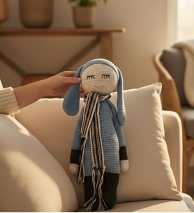 Uyuyan Oyuncak Tavşan El İşi %100 Pamuk İplik Amigurumi Oyuncak