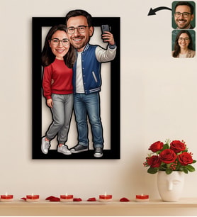 BK Gift Kişiye Özel Sevgili Karikatürlü 3D Ahşap Tablo -16, Fotoğraftan Karikatür, Sevgililer Günü Hediyesi, Ev Hediyesi