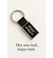 Kişiye Özel İsimli Deri Metal Siyah Anahtarlık