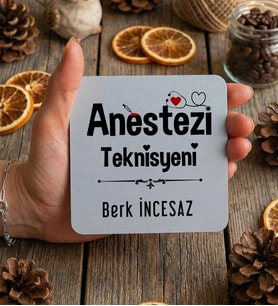 Kişiye Özel Anestezi Teknisyeni Bardak Altlığı Tıp Bayramı Hediyesi (Beyaz)
