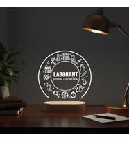 KİŞİSELLEŞTİRİLEBİLİR Laboratuvarcıya Özel LED Işıklı Ahşap İsimlik (Şeffaf)