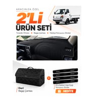 HYUNDAİ H100 (2020-2024) Uyumlu Torpido Örtüsü + Deri Bagaj Çantası + Sticker Seti - Siyah