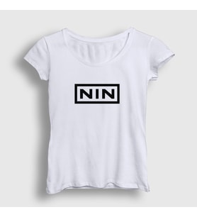 Presmono Kadın Beyaz Logo Rock Nin Nine Inch Nails T-Shirt 485767tt (Beyaz)