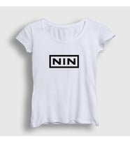 Presmono Kadın Beyaz Logo Rock Nin Nine Inch Nails T-Shirt 485767tt (Beyaz)