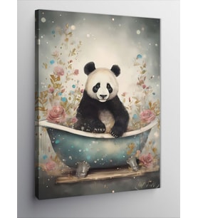 Kanvas Tablo Banyo Yapan Panda