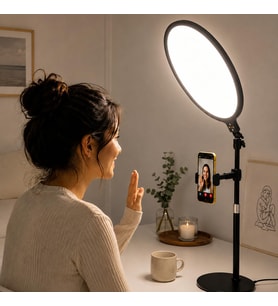 12 inç Ring Light Telefon Tutuculu, 2700K-6500K Ayarlanabilir Işıklı Halka Lamba, Alüminyum Alaşımlı Canlı Yayın Makyaj Çekim Işığı, V30 Pro