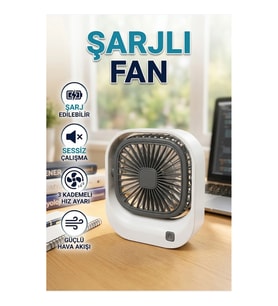 Şarjlı Masaüstü Fan 3 Kademeli Ayarlanabilir Güçlü Hava Akışı