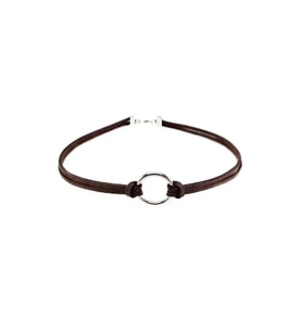 Kahverengi Kadın Süet Round Choker