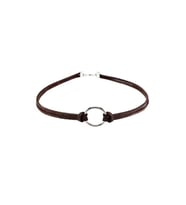 Kahverengi Kadın Süet Round Choker
