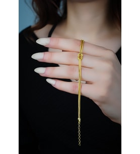 ENCİLİ SİLVER 925 Ayar Gümüş Düğüm Model Bileklik (Gold)