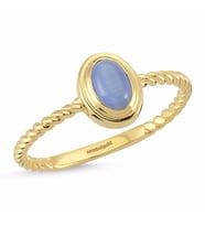 Opal Mavi Altın Yüzük 14K Burgu Tasarım (Çok Renkli)