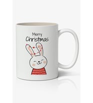 Kişiye Özel Yılbaşı Sevimli Tavşan Christmas Temalı Beyaz Kupa Bardak Sevgiliye Arkadaşa Hediye v20